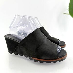 Dansko Womens Joanie Mule Size 7.5 Black Leather Slide Wedge Platform Shoe